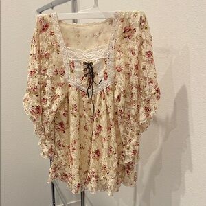 Floral Lace-Trimmed Women's Top